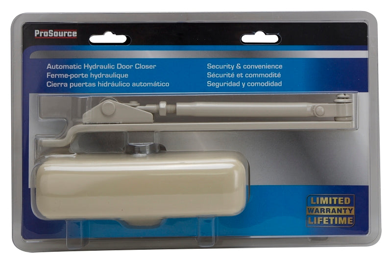 ProSource C102-BH-SA-IVN Door Closer, Automatic, Aluminum, Ivory, 100 lb, 150 x 19 mm Mounting Hole Distance