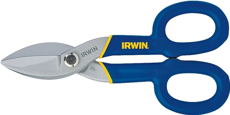 Irwin 22007 Tinner Snip, 7 in OAL, 1-1/2 in L Cut, Curved, Straight Cut, Steel Blade, Double-Dipped Handle