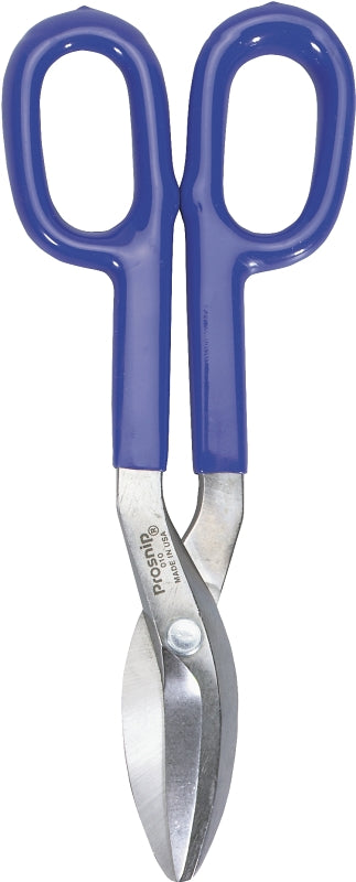 Irwin 22010 Tinner Snip, 10 in OAL, 2 in L Cut, Curved, Straight Cut, Steel Blade, Double-Dipped Handle, Blue Handle