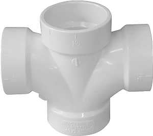 Canplas 192184 DWV Double Sanitary Pipe Tee, 3 in, Hub, PVC, White