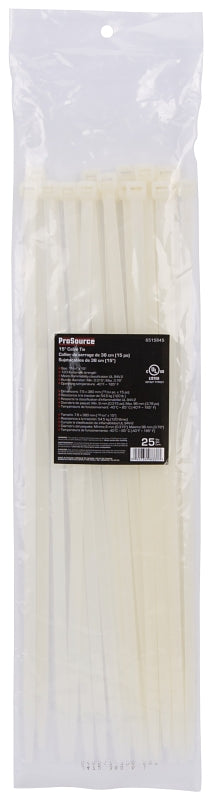 ProSource CV380-253L Cable Tie, 96 mm Max Bundle Dia, Self-Lock Locking, Nylon, Clear