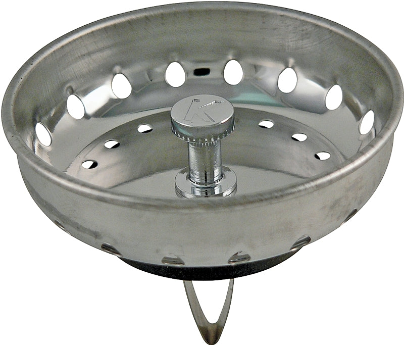 Plumb Pak PP820-50 Basket Strainer with Spring Style Post, 3.15 in Dia, Stainless Steel