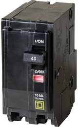 Square D QO QO240C Circuit Breaker, Mini, 40 A, 2 -Pole, 120/240 VAC, 48 VDC, Plug Mounting, Black