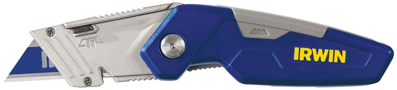 Irwin 1858319 Utility Knife, 2-1/2 in L Blade, Bi-Metal Blade, Straight Handle, Blue Handle