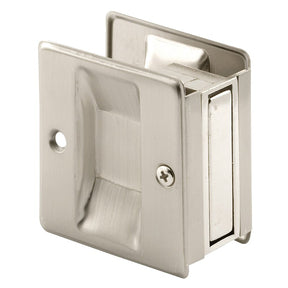 Prime-Line N 7238 Pocket Door Pull, 1-3/8 in W, 2-1/2 in D, 2-3/4 in H, Brass, Satin Nickel