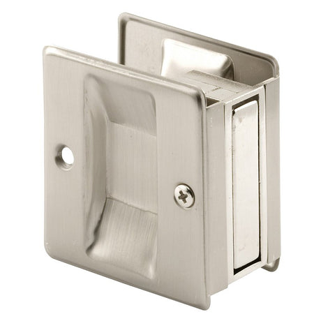 Prime-Line N 7238 Pocket Door Pull, 1-3/8 in W, 2-1/2 in D, 2-3/4 in H, Brass, Satin Nickel