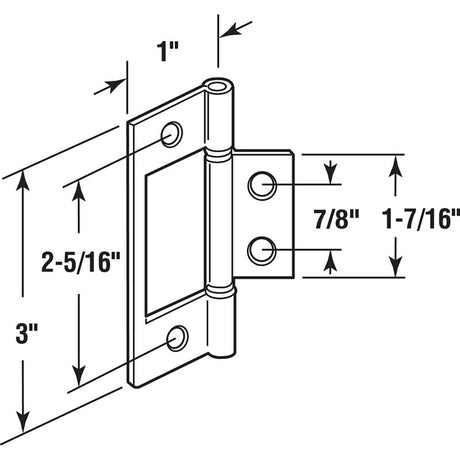 Prime-Line N 7273 Door Hinge, Steel, Satin Nickel, Pack of 6