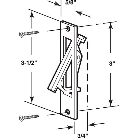 Prime-Line N 7274 Pocket Door Pull, 5/8 in W, 3-1/2 in D, 3/4 in H, Satin Nickel, Pack of 6