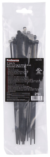 ProSource CV200SW-253L Cable Tie, 50 mm Max Bundle Dia, Self-Lock Locking, Nylon, Black
