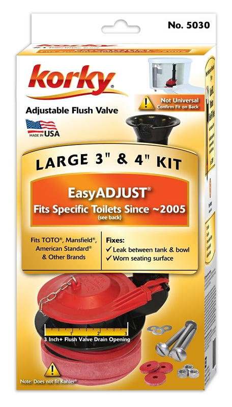 Korky 5030BP Flush Valve with Tank-to-Bowl Gasket Kit