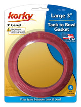 Korky 480BP Tank-to-Bowl Gasket, 3 in ID x 4-1/4 in OD Dia, Sponge Rubber, Red