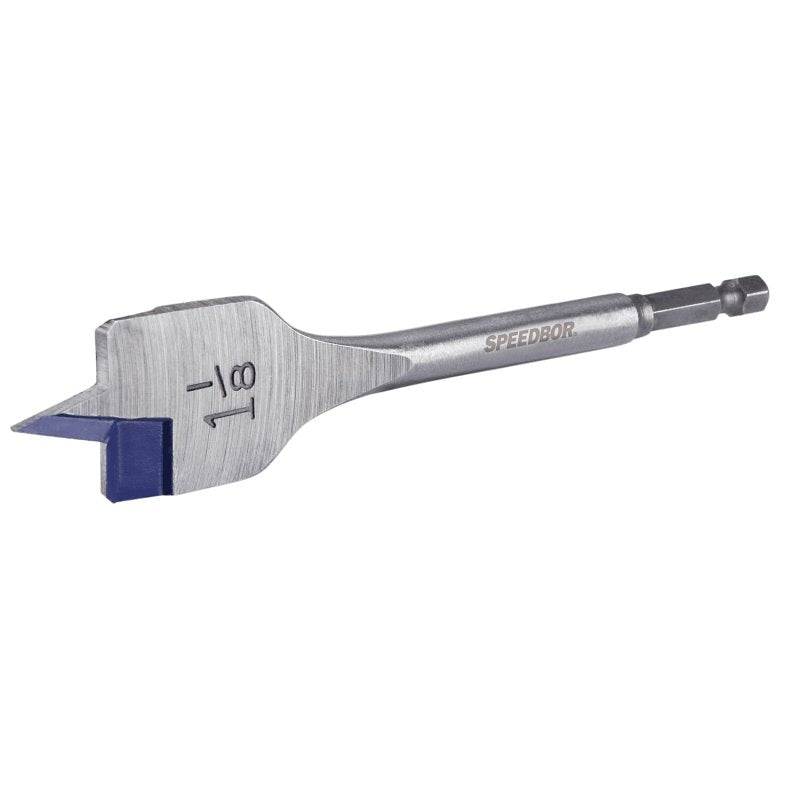 Irwin SPEEDBOR 88818 Spade Drill Bit, 1-1/8 in Dia, 6 in OAL, Standard Length, Flat Flute, 1/4 in Dia Shank, Hex Shank