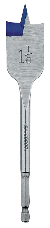 Irwin 88818 Spade Drill Bit, 1-1/8 in Dia, 6 in OAL, Flat Flute, 1/4 in Dia Shank, Hex Shank