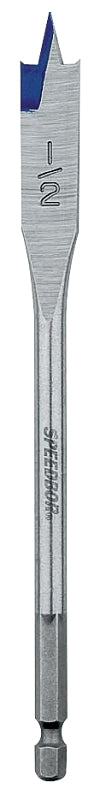 Irwin 88808 Spade Drill Bit, 1/2 in Dia, 6 in OAL, Flat Flute, 1/4 in Dia Shank, Hex Shank