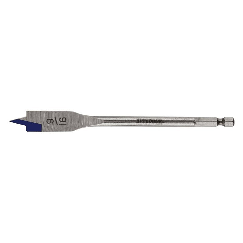 Irwin SPEEDBOR 88809 Spade Drill Bit, 9/16 in Dia, 6 in OAL, Standard Length, Flat Flute, 1/4 in Dia Shank, Hex Shank