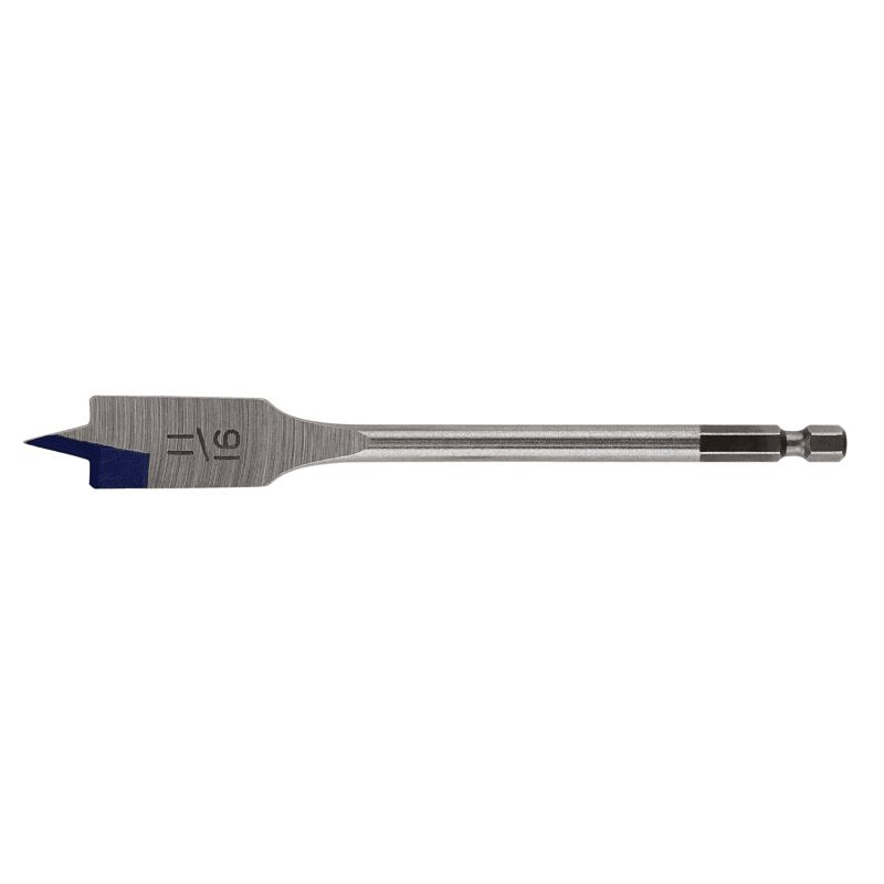 Irwin SPEEDBOR 88811 Spade Drill Bit, 11/16 in Dia, 6 in OAL, Standard Length, Flat Flute, 1/4 in Dia Shank, Hex Shank