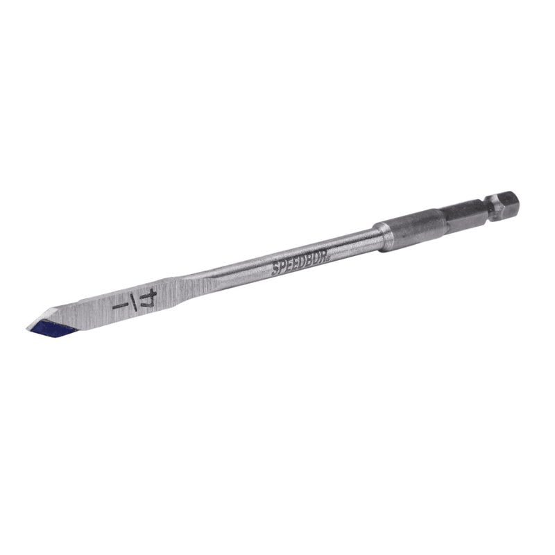 Irwin SPEEDBOR 88804 Spade Drill Bit, 1/4 in Dia, 6 in OAL, Standard Length, Flat Flute, 1/4 in Dia Shank, Hex Shank