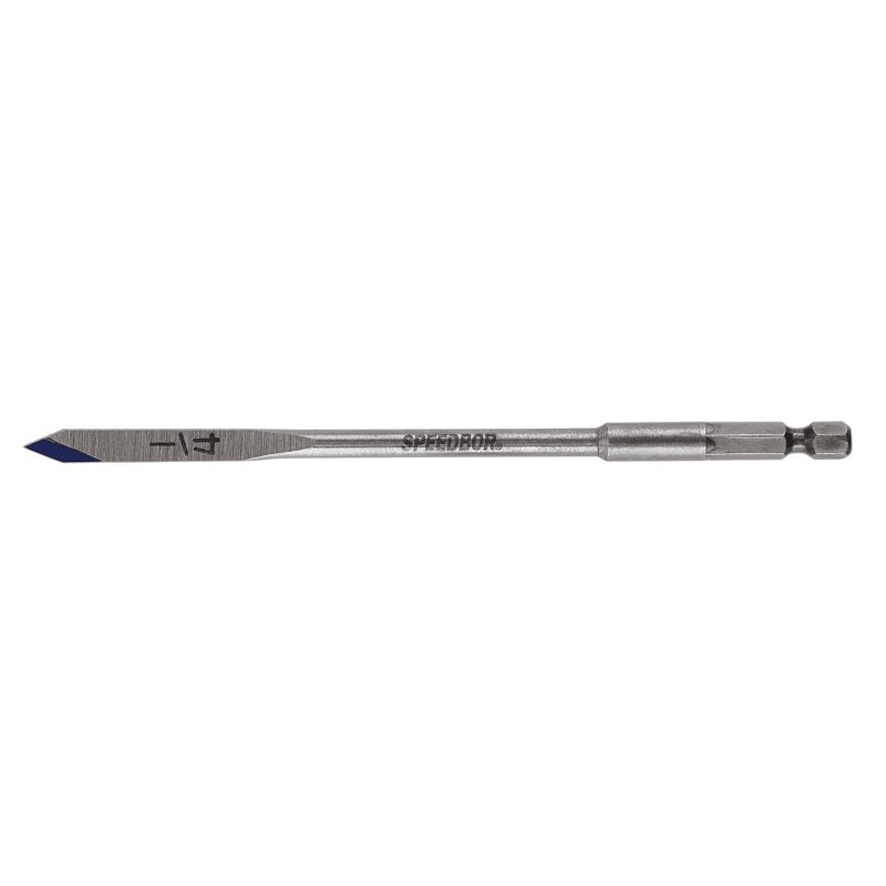 Irwin SPEEDBOR 88804 Spade Drill Bit, 1/4 in Dia, 6 in OAL, Standard Length, Flat Flute, 1/4 in Dia Shank, Hex Shank