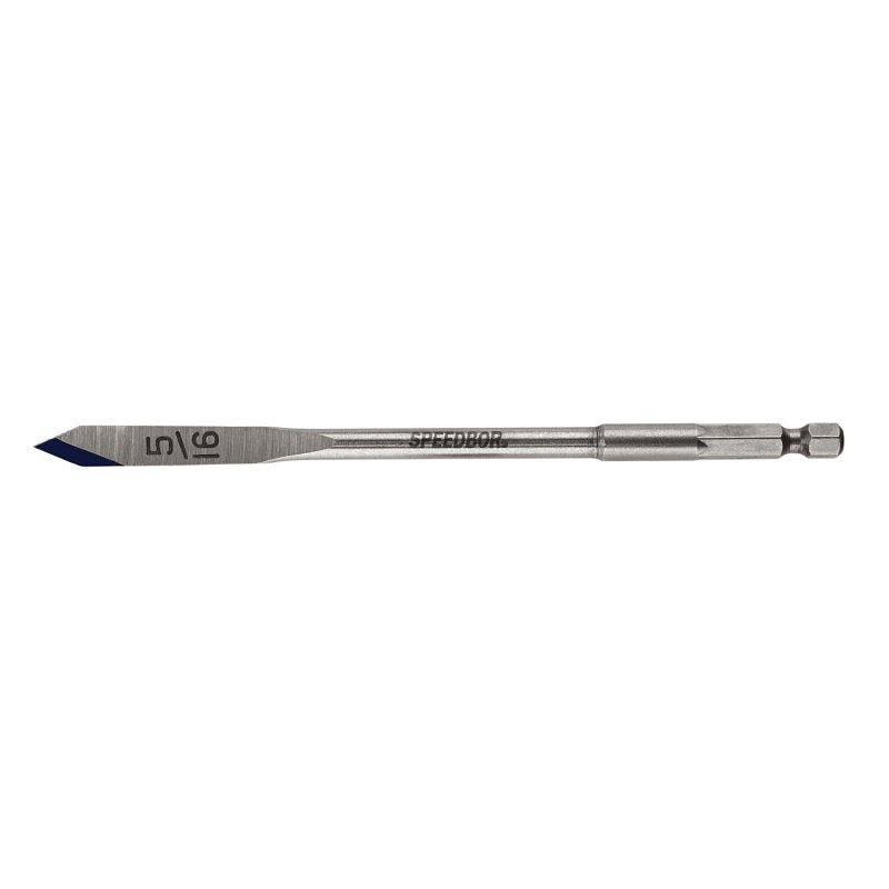 Irwin SPEEDBOR 88805 Spade Drill Bit, 5/16 in Dia, 6 in OAL, Standard Length, Flat Flute, 1/4 in Dia Shank, Hex Shank