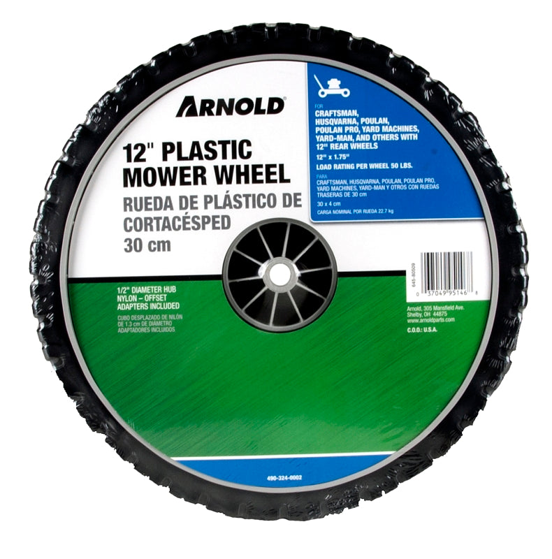 Arnold 490-324-0002 Replacement Lawn Mower Wheel, Plastic/Rubber