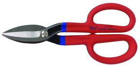Wiss A11N Tinner Snip, 9-3/4 in OAL, Curved, Straight Cut, Steel Blade, Cushion-Grip Handle, Red Handle