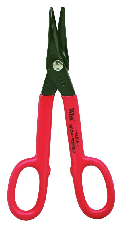 Wiss V19N Tinner Snip, 13 in OAL, 3 in L Cut, Compound Cut, Steel Blade, Cushion Grip Handle, Red Handle