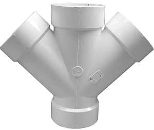 Canplas 192354Z DWV Double Pipe Wye, 4 in, Hub, PVC, White, SCH 40 Schedule