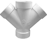Canplas 192354Z DWV Double Pipe Wye, 4 in, Hub, PVC, White, SCH 40 Schedule