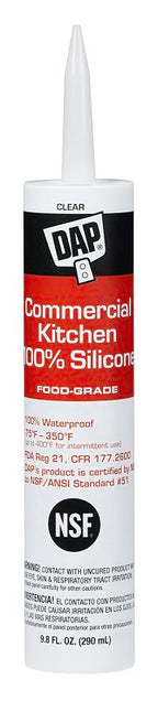 DAP 08658 Silicone Sealant, Clear, -75 to 350 deg F, 9.8 oz Cartridge