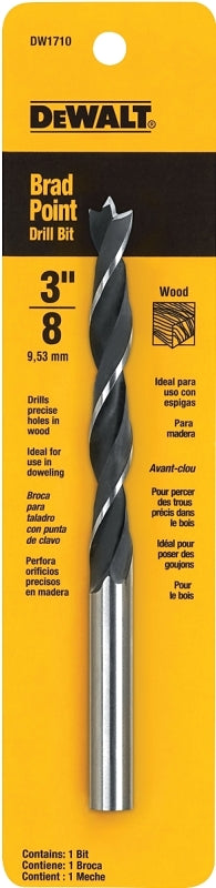 DEWALT DW1710 Drill Bit, 3/8 in Dia, 5-1/4 in OAL, Twist Flute, 3/8 in Dia Shank, Straight Shank