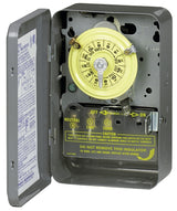 Intermatic T101 Mechanical Timer Switch, 40 A, 120 V, 3 W, Gray, 24 hr Time Setting, 12 On/Off Cycles Per Day Cycle