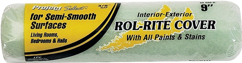 Linzer RR 938 Paint Roller Cover, 3/8 in Thick Nap, 9 in L, Knit Fabric Cover, Green