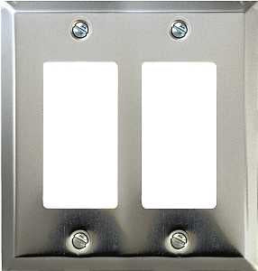 Amerelle 161RR Wallplate, 4-15/16 in L, 4-9/16 in W, 2-Gang, Steel, Polished Chrome