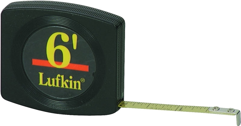 Crescent Lufkin Pee Wee Series W616 Pocket Tape Measure, 6 ft L Blade, 1/4 in W Blade, Steel Blade, Black Case