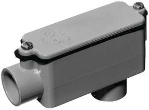 Carlon E986HR Conduit Body, 1-1/2 in Hub, 6-13/32 in OAL, PVC, Gray, Includes: Foam-in-Place Gasket