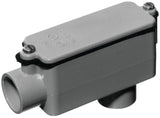 Carlon E986HR Conduit Body, 1-1/2 in Hub, 6-13/32 in OAL, PVC, Gray, Includes: Foam-in-Place Gasket