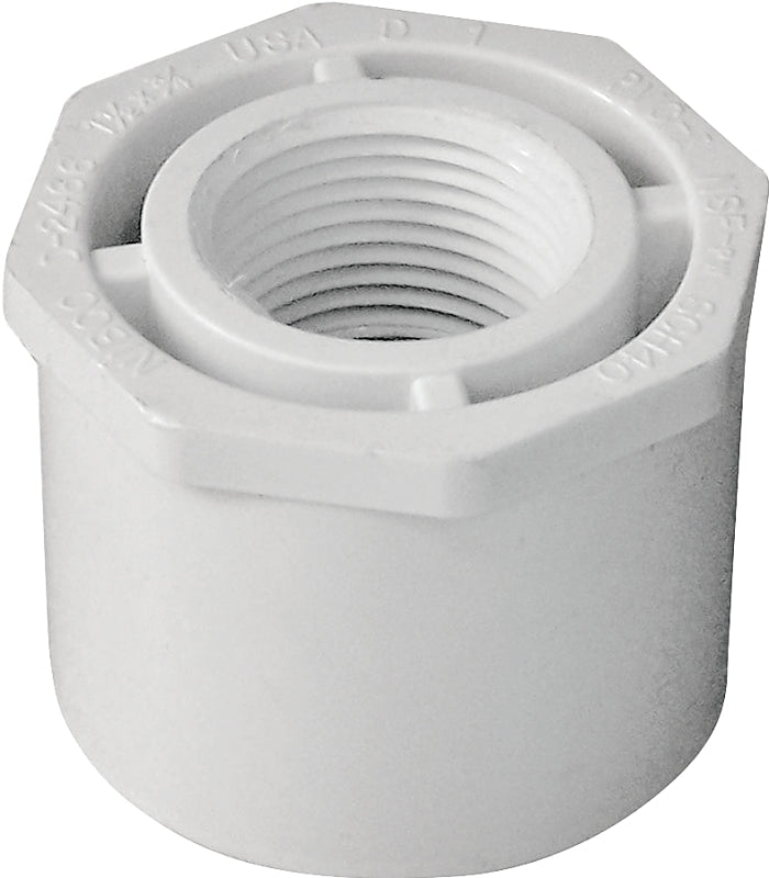 IPEX 435730 Reducing Bushing, 1-1/2 x 3/4 in, Spigot x FPT, White, SCH 40 Schedule, 150 psi Pressure