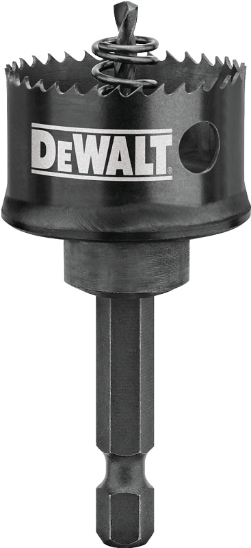 DEWALT D180020IR Hole Saw, 1-1/4 in Dia, 1/2 in D Cutting, 1/4 in Arbor, 10 TPI, 5/32 in Dia x 3 in L Pilot Drill