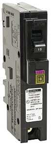 Square D HOM115PDFC Circuit Breaker, Dual Function, Mini, 15 A, 1-Pole, 120 V, Plug