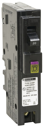 Square D HOM120PDFC Circuit Breaker, Dual Function, Mini, 20 A, 1-Pole, 120 V, Plug