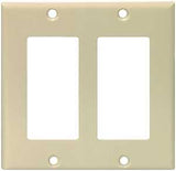 Eaton 2152 Series 2152V-BOX Decorative Wallplate, 4-1/2 in L, 4.56 in W, 2-Gang, Thermoset, Ivory, High-Gloss