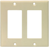 Eaton 2152 Series 2152V-BOX Decorative Wallplate, 4-1/2 in L, 4.56 in W, 2-Gang, Thermoset, Ivory, High-Gloss
