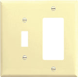 Eaton Wiring Devices 2153V-BOX Combination Wallplate, 4-1/2 in L, 4-9/16 in W, Standard, Thermoset, Ivory