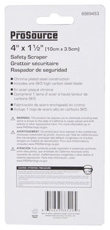ProSource 38520 Scraper, 1-1/2 in W Blade, Full Tang, Razor Blade, HCS Blade, Steel Handle, 4 in OAL