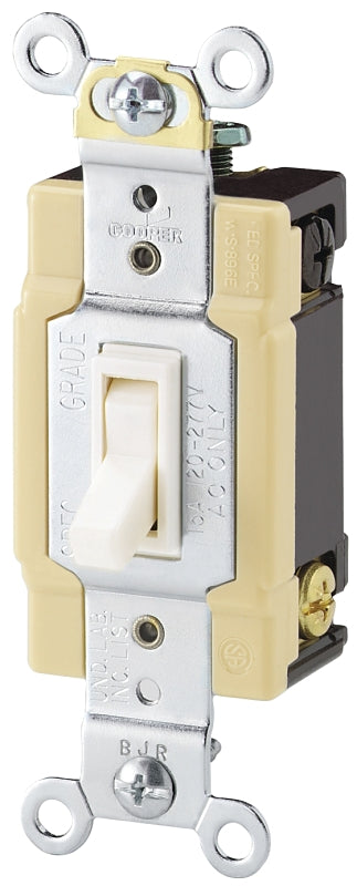 Eaton 1242-7V-BOX Toggle Switch, 15 A, 120 V, 4-Position, 4-Way, Push, Side Wire Terminal, Ivory