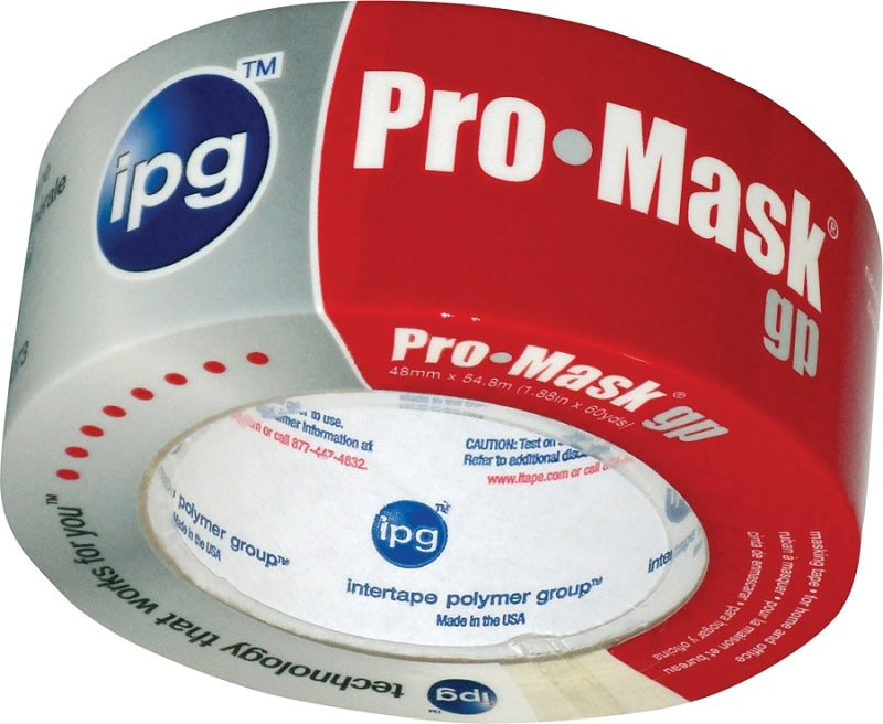 IPG 5103-2/91394 Masking Tape, 60 yd L, 1.87 in W, 5 mil Thick, Crepe Paper/Synthetic Rubber Backing, Beige