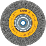 DEWALT DW4904 Wire Wheel Brush, 6 in Dia, 5/8 to 1/2 in Arbor/Shank, Crimped, Knotted Bristle, 0.014 in Dia Bristle