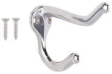 ProSource H62-B072 Coat and Hat Hook, 20 lb, 2-Hook, 1 in Opening, Zinc, Chrome