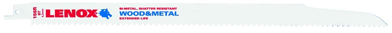 Lenox 20585156R Reciprocating Saw Blade, Bi-Metal, Applicable Materials: Ferrous, Metal, Nail-Embedded Wood