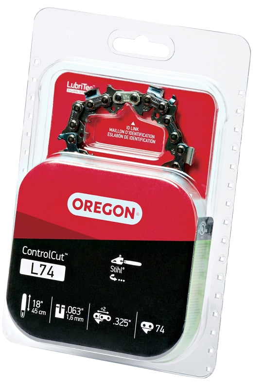 Oregon L74 Chainsaw Chain, 18 in L Bar, 0.63 in, 0.325 in TPI/Pitch, 74-Link